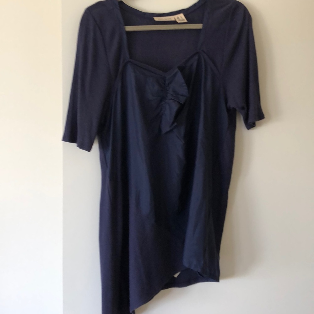 DKNY NAVY SILK AND COTTON TOP